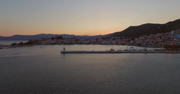 Luftaufnahme Die Historische Stadt Pythagorion Auf Samos — Stockvideo