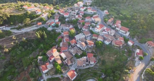 Hava Yunanistan Samos Dağlarında Küçük Bir Köy — Stok video