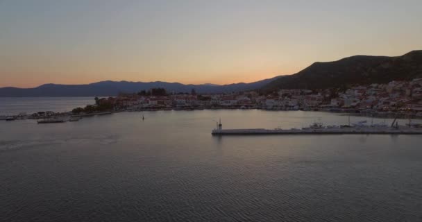 Luftaufnahme Die Historische Stadt Pythagorion Auf Samos — Stockvideo