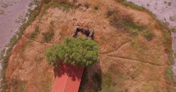 Vue Aérienne Vue Haut Vers Bas Hangar Abandonné Lesbos Grèce — Video