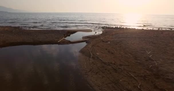 Aerial Plaża Molyvos Podczas Zachodu Słońca — Wideo stockowe