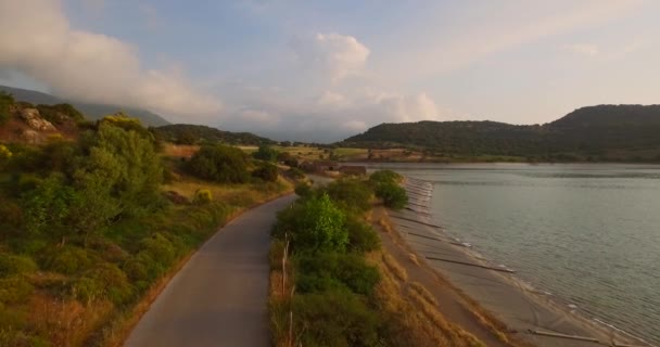 Vzduch Umělé Jezero Farmou Ovcemi Lesbos Řecko — Stock video