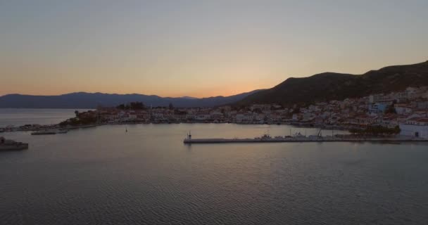 Aerial Historical Town Pythagorion Samos — Stock Video