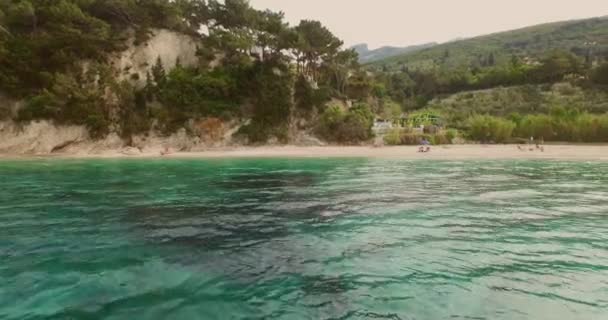 Повітряне Повітря Тихий Пляж Острові Самос Греція — стокове відео