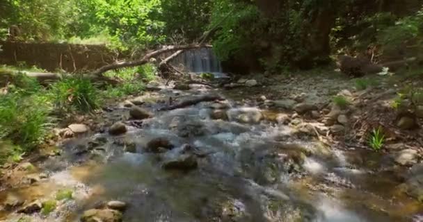 Antena Mały Wodospad Lesie Wyspie Samos — Wideo stockowe