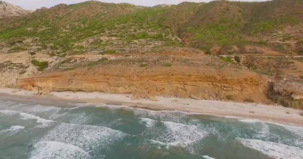 Воздушный Пляж Острове Карпатос Греция — стоковое видео