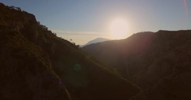 Aerea Montagne Dell Isola Greca Samos Durante Tramonto — Video Stock