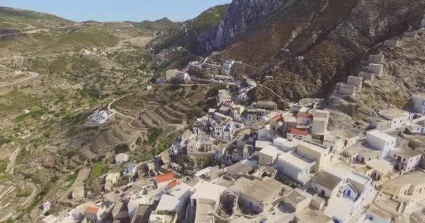 Aerial Történelmi Város Tetején Egy Hegy Olympos — Stock videók