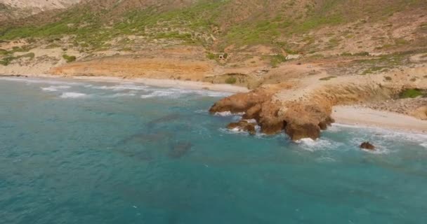 Aerial Strand Karpathos Sziget Görögország — Stock videók