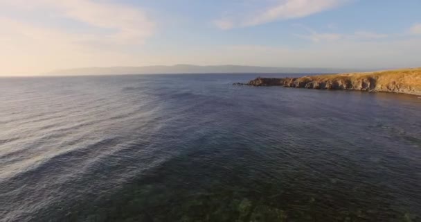 Aérien Coucher Soleil Sur Les Falaises Molyvos Lesbos — Video