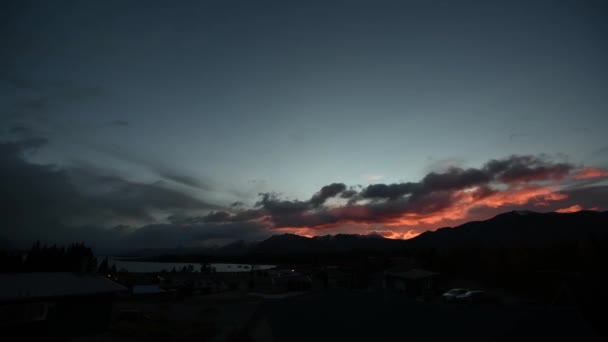 Timelapse Sunrise Lake Tekapo Township New Zealand — стокове відео