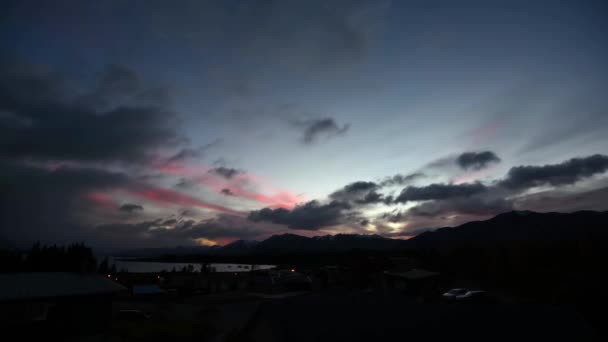 Timelaspe Της Ανατολής Του Ηλίου Στη Λίμνη Tekapo Νέα Ζηλανδία — Αρχείο Βίντεο