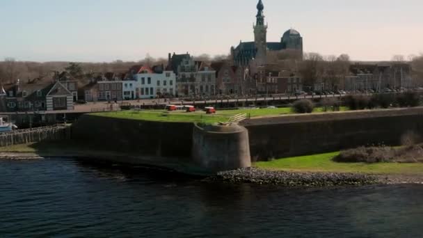 Hava Eski Bir Limanı Kilisesi Olan Tarihi Veere Kasabası Bir — Stok video