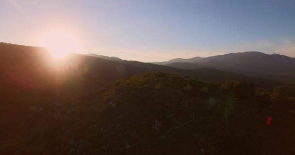 Aerial Mountains Greek Island Samos Sunset — Stock Video