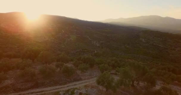 Aerea Montagne Dell Isola Greca Samos Durante Tramonto — Video Stock