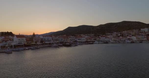 Flygfoto Den Historiska Staden Pythagorion Samos — Stockvideo