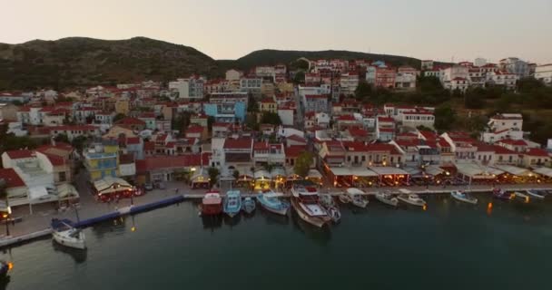 Flygfoto Den Historiska Staden Pythagorion Samos — Stockvideo