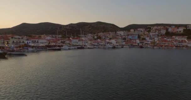 Flygfoto Den Historiska Staden Pythagorion Samos — Stockvideo