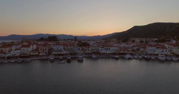 Flygfoto Den Historiska Staden Pythagorion Samos — Stockvideo