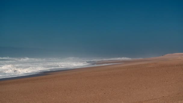 Piękny Krajobraz Plaży Praia Norte Nazare Mov — Wideo stockowe