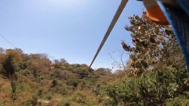 First Person View Zip Lining Adventure Costa Rica Shot Gopro — Stock Video