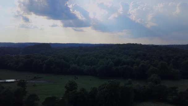 Zonsondergang Boven Mijn Boerderij Georgië — Stockvideo