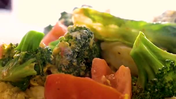 Dampfender Rühren Gebratenes Gemüse Hausgemacht — Stockvideo