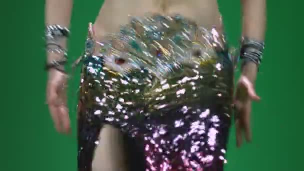 Belly Dancer Torso Green Screen — Stock Video