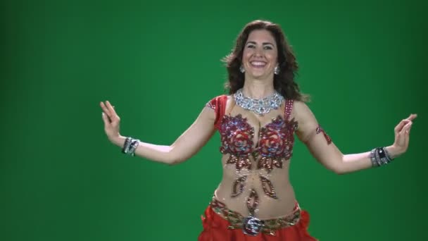 Dançarino Ventre Parte Com Tela Verde — Vídeo de Stock