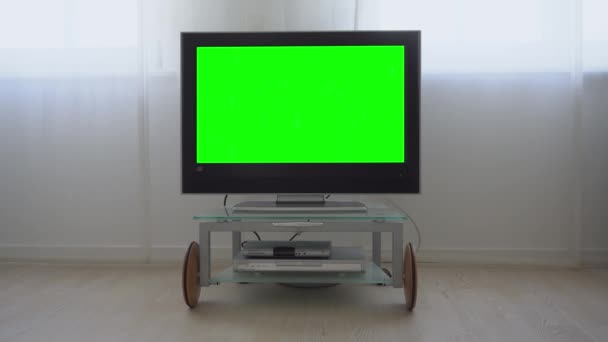 Uma Televisão Com Tela Verde — Vídeo de Stock