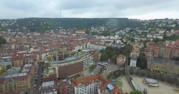 Luchtfoto Stadsgezicht Van Stuttgart Een Van Belangrijkste Industriesteden Duitsland — Stockvideo