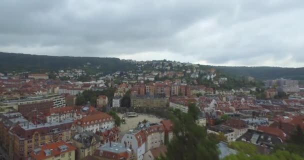 Luchtfoto Stadsgezicht Van Stuttgart Een Van Belangrijkste Industriesteden Duitsland — Stockvideo