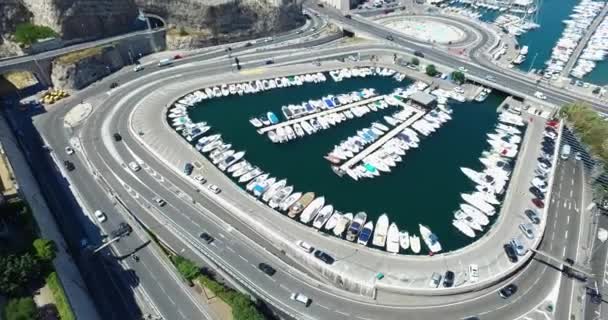 Aerial France Cote Azur Menton Old Port Marseille Sea French — Stock Video