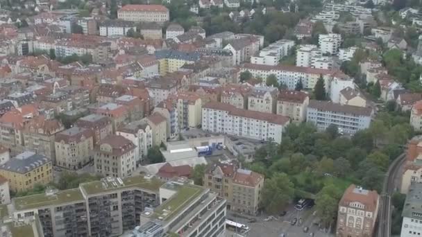 Luchtfoto Stadsgezicht Van Stuttgart Een Van Belangrijkste Industriesteden Duitsland — Stockvideo