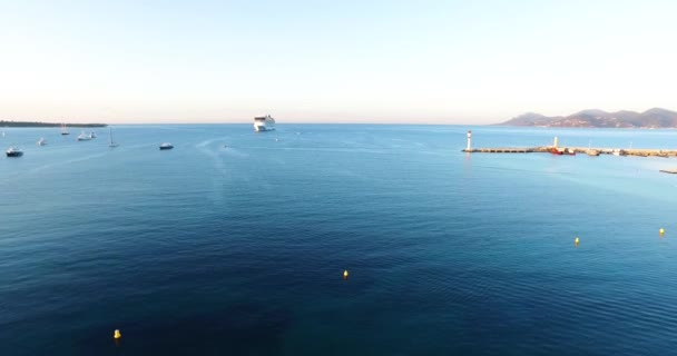 Strand Kust Van Cannes Uitzicht Lucht Blauw Water Zomertijd Zuid — Stockvideo