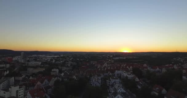 Luchtfoto Stadsgezicht Van Leonberg Met Zonsopgang — Stockvideo