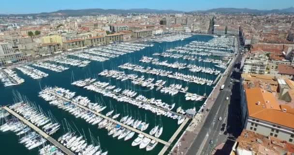 Antenn Frankrike Cote Azur Menton Gamla Hamnen Marseille Och Havet — Stockvideo