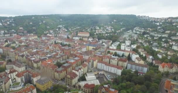 Luchtfoto Stadsgezicht Van Stuttgart Een Van Belangrijkste Industriesteden Duitsland — Stockvideo