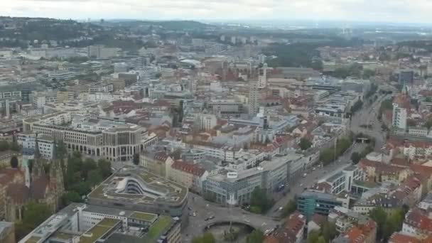 Hava Görüntüsü Almanya Nın Önemli Sanayi Şehirlerinden Biri Olan Stuttgart — Stok video