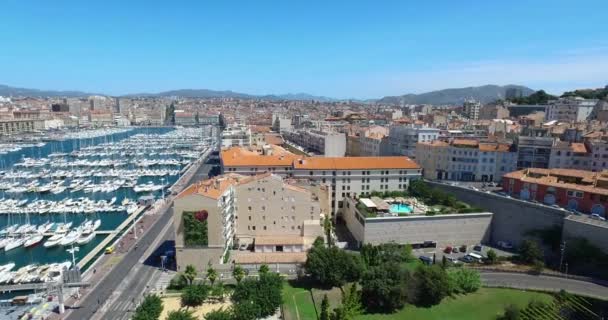 法国空军 Cote Azur Menton Old Port Marseille和Sea French Riviera — 图库视频影像