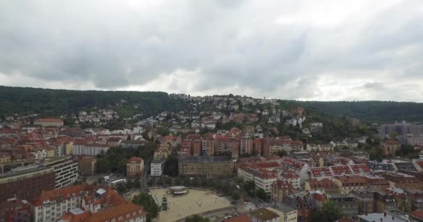 Luchtfoto Stadsgezicht Van Stuttgart Een Van Belangrijkste Industriesteden Duitsland — Stockvideo