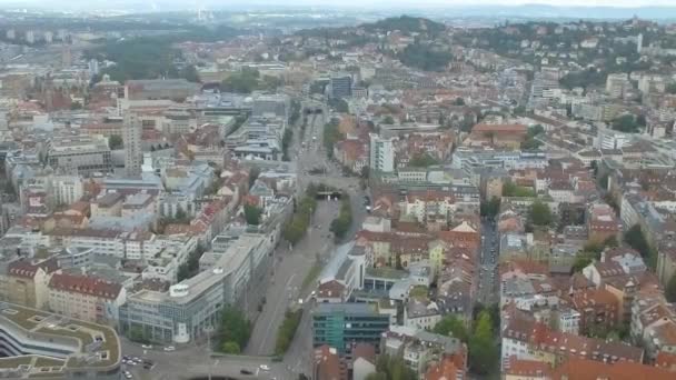 Luchtfoto Stadsgezicht Van Stuttgart Een Van Belangrijkste Industriesteden Duitsland — Stockvideo