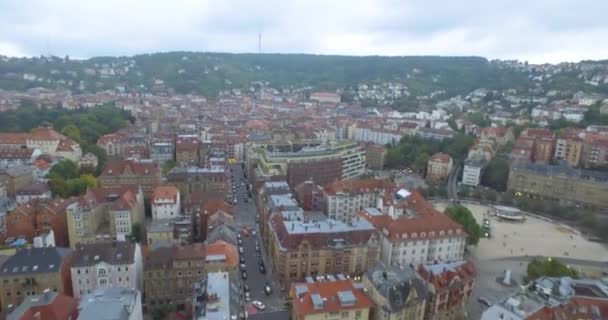 Luchtfoto Stadsgezicht Van Stuttgart Een Van Belangrijkste Industriesteden Duitsland — Stockvideo