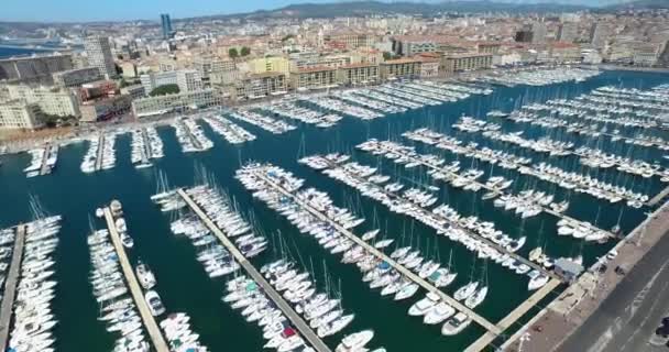 法国空军 Cote Azur Menton Old Port Marseille和Sea French Riviera — 图库视频影像