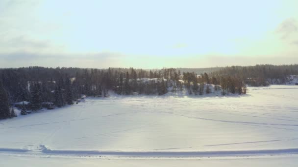 Lento Volo Invernale Colpito Uno Dei Tanti Laghi Sparsi Tutto — Video Stock