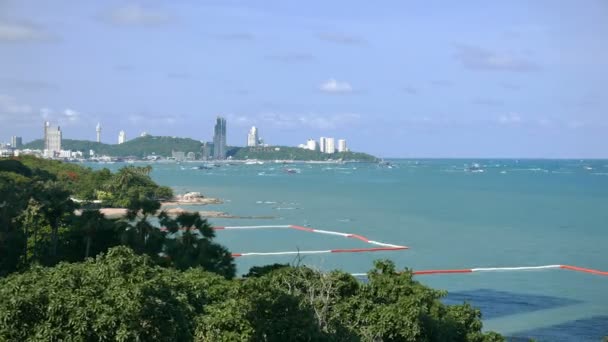 Pattaya Thailand Time Lapse Boats Floating Bay Area — 图库视频影像