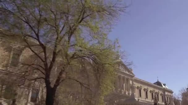 Biblioteca National Nemzeti Könyvtár Madridban Spanyolország Halad Nagy Sebességű — Stock videók