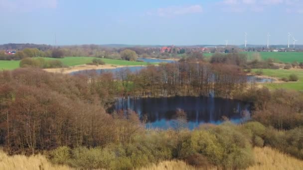 Drone Volo Sul Verde Paesaggio Lacustre — Video Stock