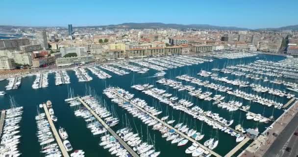 Aerial France Cote Azur Menton Old Port Marseille Sea French — Stock Video