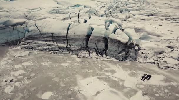 Gletscherzunge Island Gefilmt Drohne Mit Verschiedenen Filmischen Bewegungen Die Ein — Stockvideo